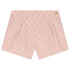 Girls Pink Jacquard Flower Shorts, 1, hi-res