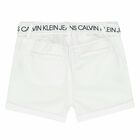 Girls White Logo Shorts, 1, hi-res