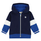 Younger Boys Blue Hooded Top , 1, hi-res