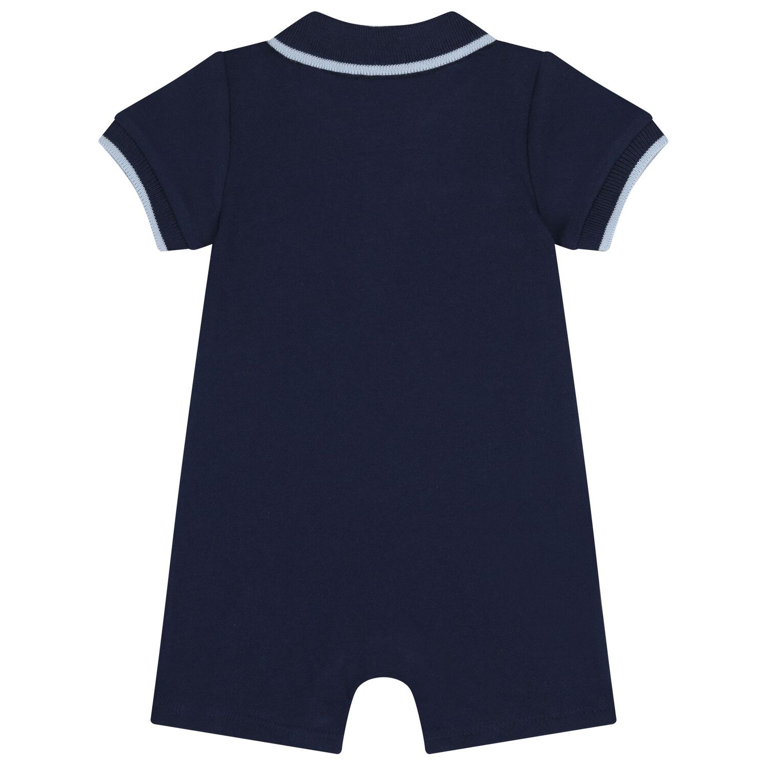 Baby Boys Navy Blue, White & Blue Polo Romper, 1, hi-res