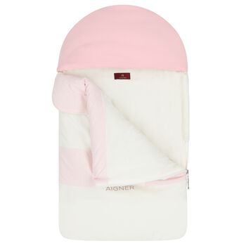 Baby Girls Pink & Ivory Teddy Bear Logo Baby Nest