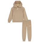 Boys Beige Swoosh Logo Tracksuit, 2, hi-res