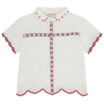 Girls Ivory Embroidered Shirt