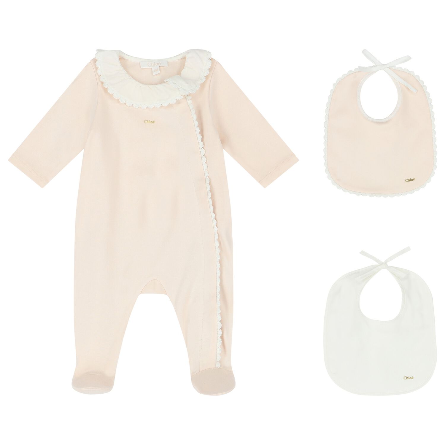Baby Girls Pink Babygrow & Bib Gift Set, 1, hi-res