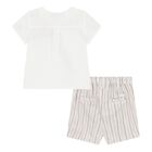 Baby Boys White & Beige Linen Shorts Set, 1, hi-res