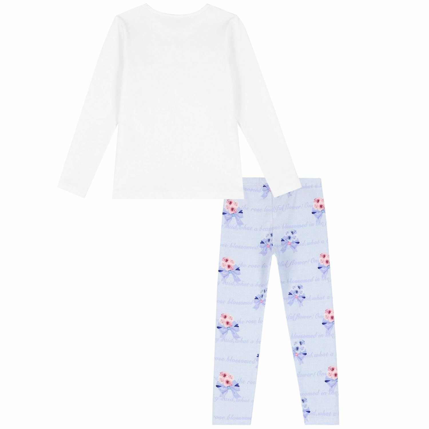 Girls White & Blue Floral Leggings, 1, hi-res image number null