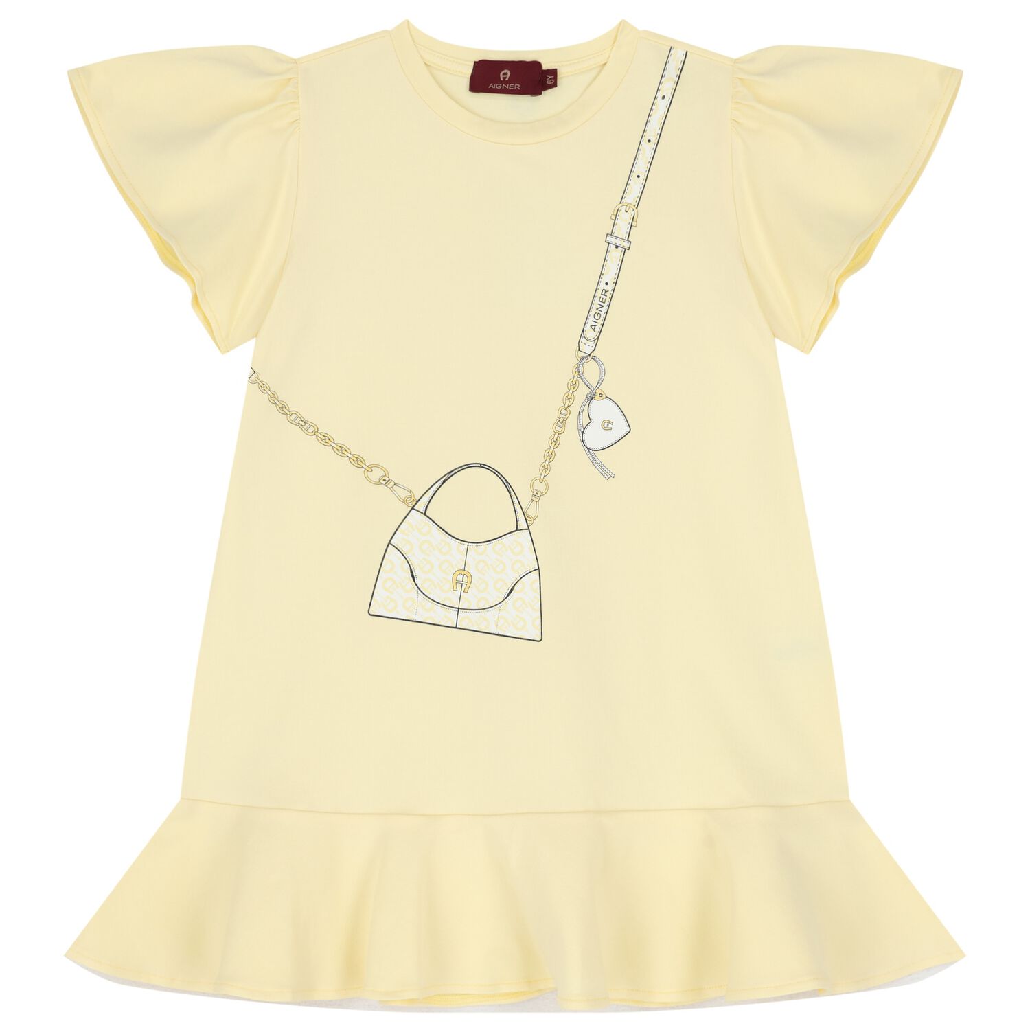 Girls Yellow Bag Logo Dress, 3, hi-res