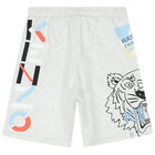 Boys Grey Logo Shorts, 1, hi-res