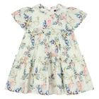 Younger Girls Ivory Butterflies Logo Dress, 1, hi-res