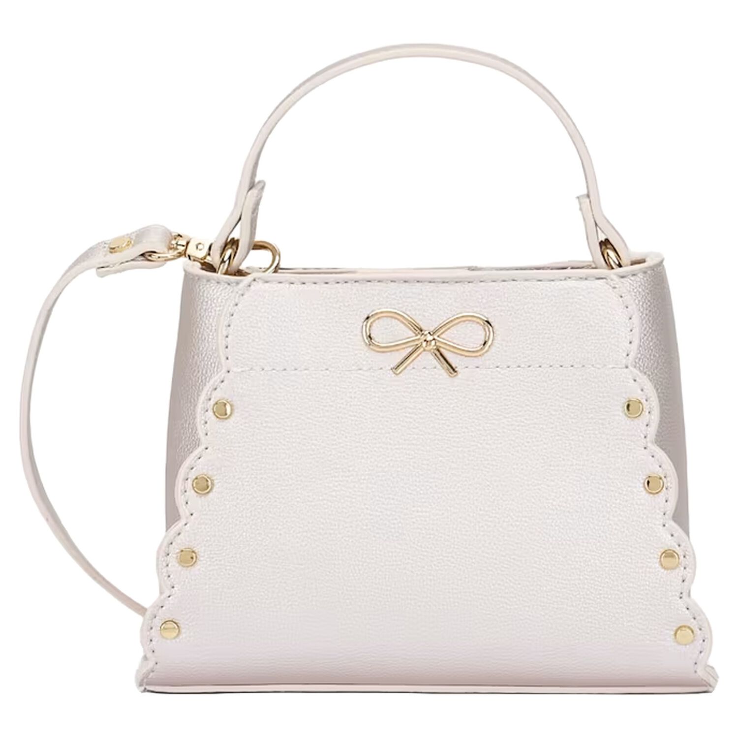 Girls Silver Faux Leather Handbag ( 15cm ), 1, hi-res