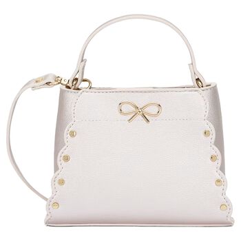 Girls Silver Faux Leather Handbag ( 15cm )