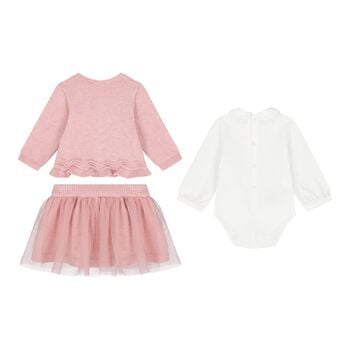 Baby Girls Pink & Ivory Tulle Skirt Set