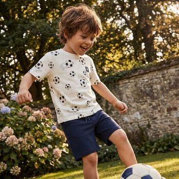 Boys White & Navy Blue Short Set