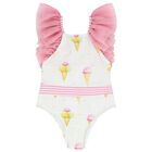 Girls White Ice Creams Swimsuit, 2, hi-res
