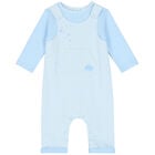 Baby Boys Blue & White Striped Romper, 1, hi-res