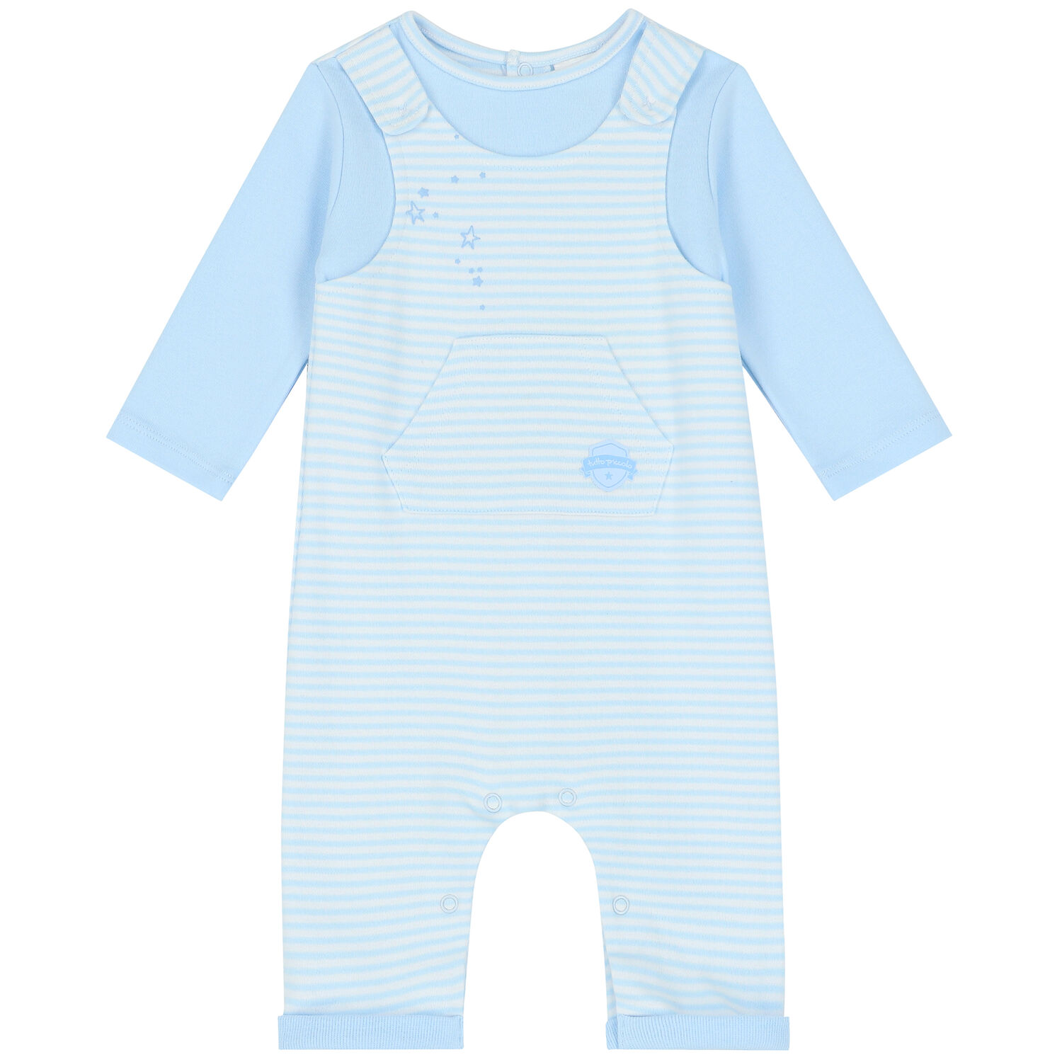 Baby Boys Blue & White Striped Romper, 1, hi-res