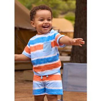 Younger Boys Orange & Blue Striped Shorts