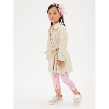 Girls Pink Logo Cherry Blossom Leggings