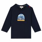 Younger Boys Navy Blue Logo Top, 1, hi-res
