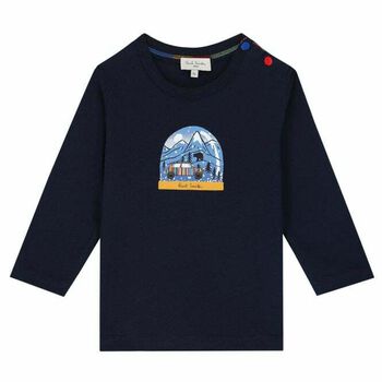 Younger Boys Navy Blue Logo Top