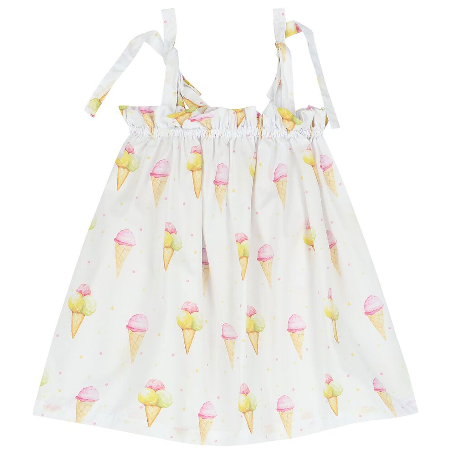 Girls White Ice Creams Beach Dress, 3, hi-res