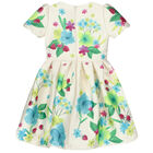 Girls Special Occasion Ivory Satin Dress, 1, hi-res