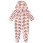 Baby Girls Pink Bear Logo Padded Babygrow, 1, hi-res