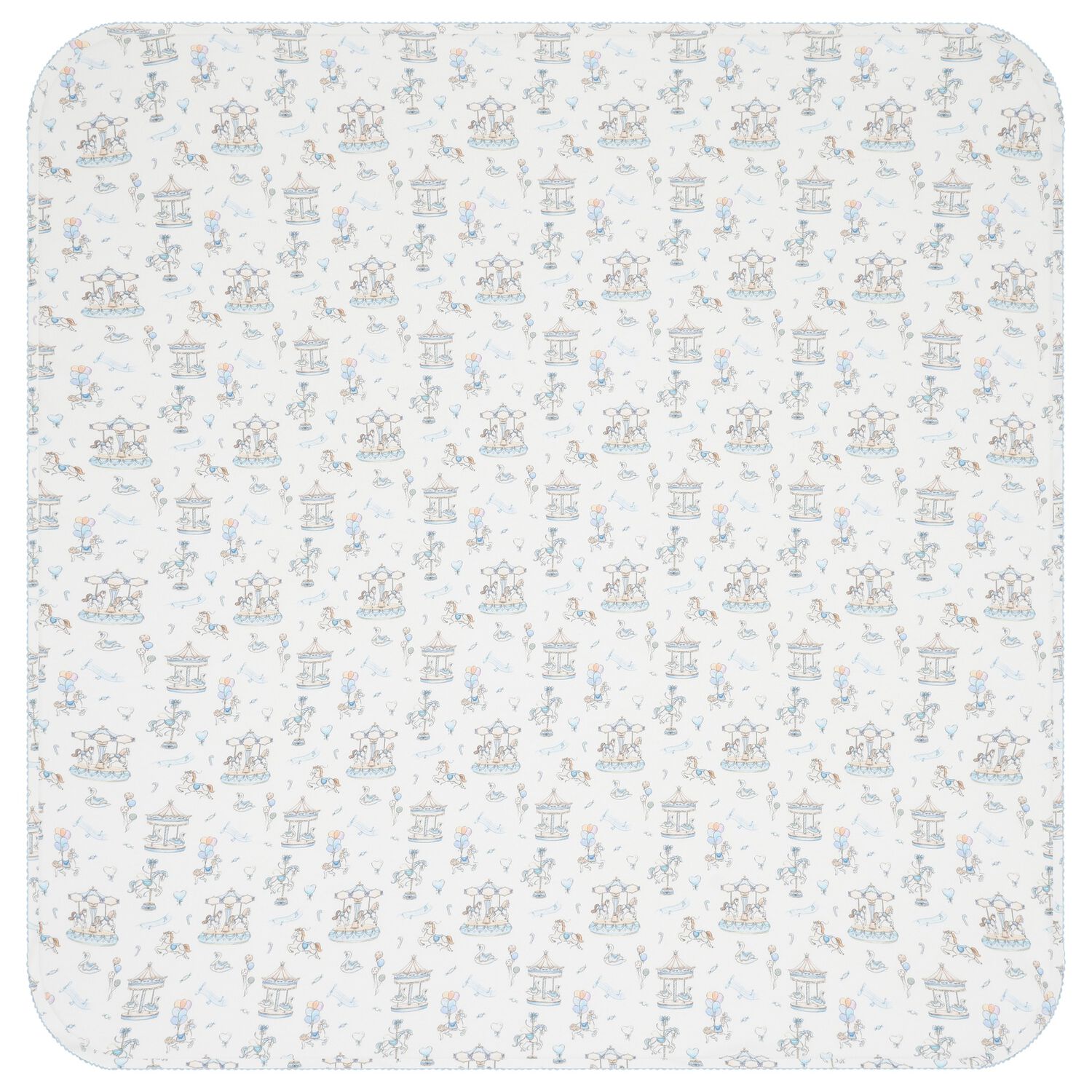 Baby Boys Blue & White Carousel Blanket, 1, hi-res