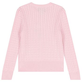 Girls Pink Logo Knitted Cardigan