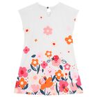 Girls White Floral Dress, 1, hi-res