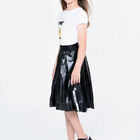 Girls Black Logo Pleated Skirt, 1, hi-res