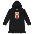 Girls Black Teddy Bear Logo Dress, 1, hi-res