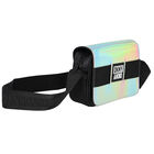 Girls Black Iridescent Logo Crossbody Bag, 1, hi-res