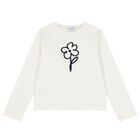 Girls White Flower Long Sleeve Top, 1, hi-res