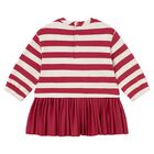 Younger Girls Red & Ivory Striped Dress, 1, hi-res
