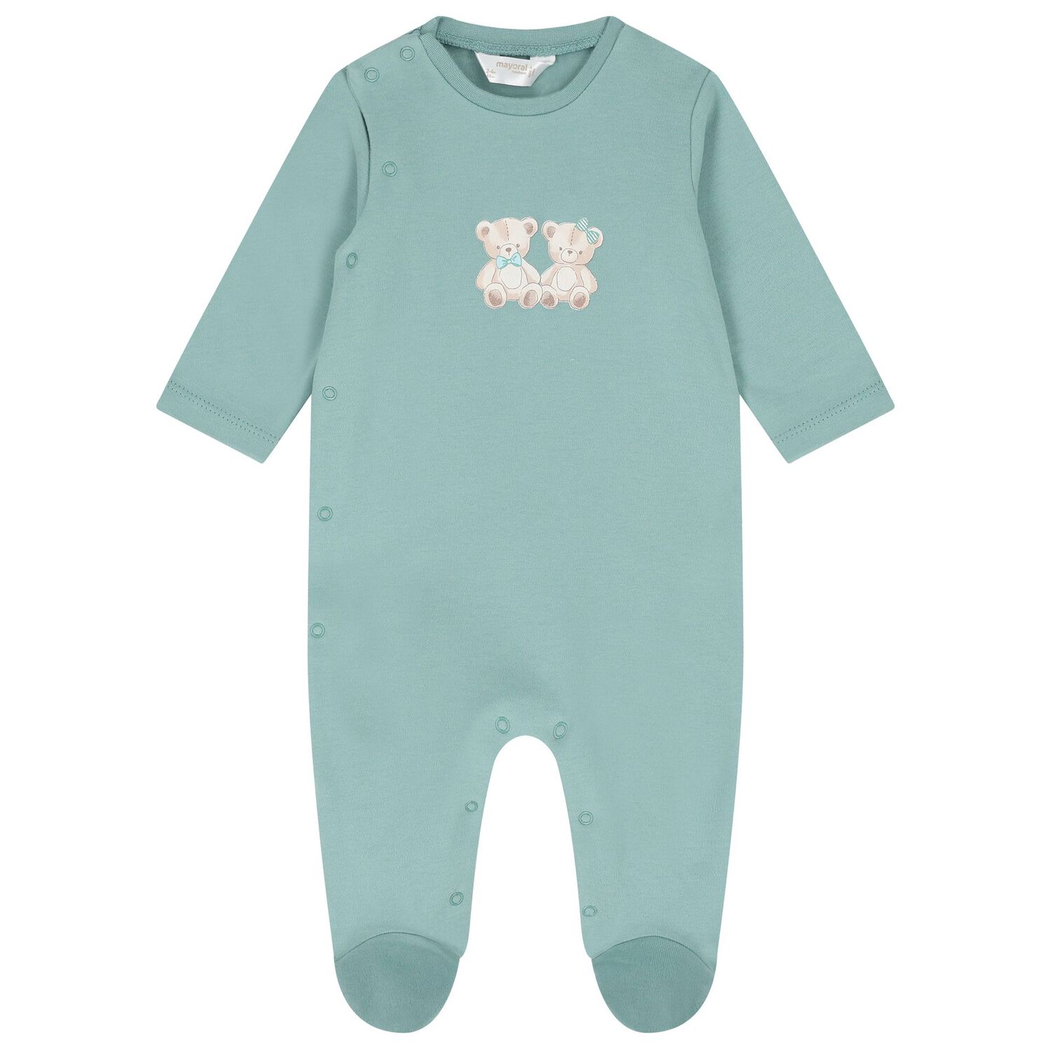 Baby Boys White & Green Teddy Bear Babygrows ( 2-Pack ), 2, hi-res