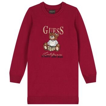 Girls Red Teddy Bear Knitted Sweatshirt
