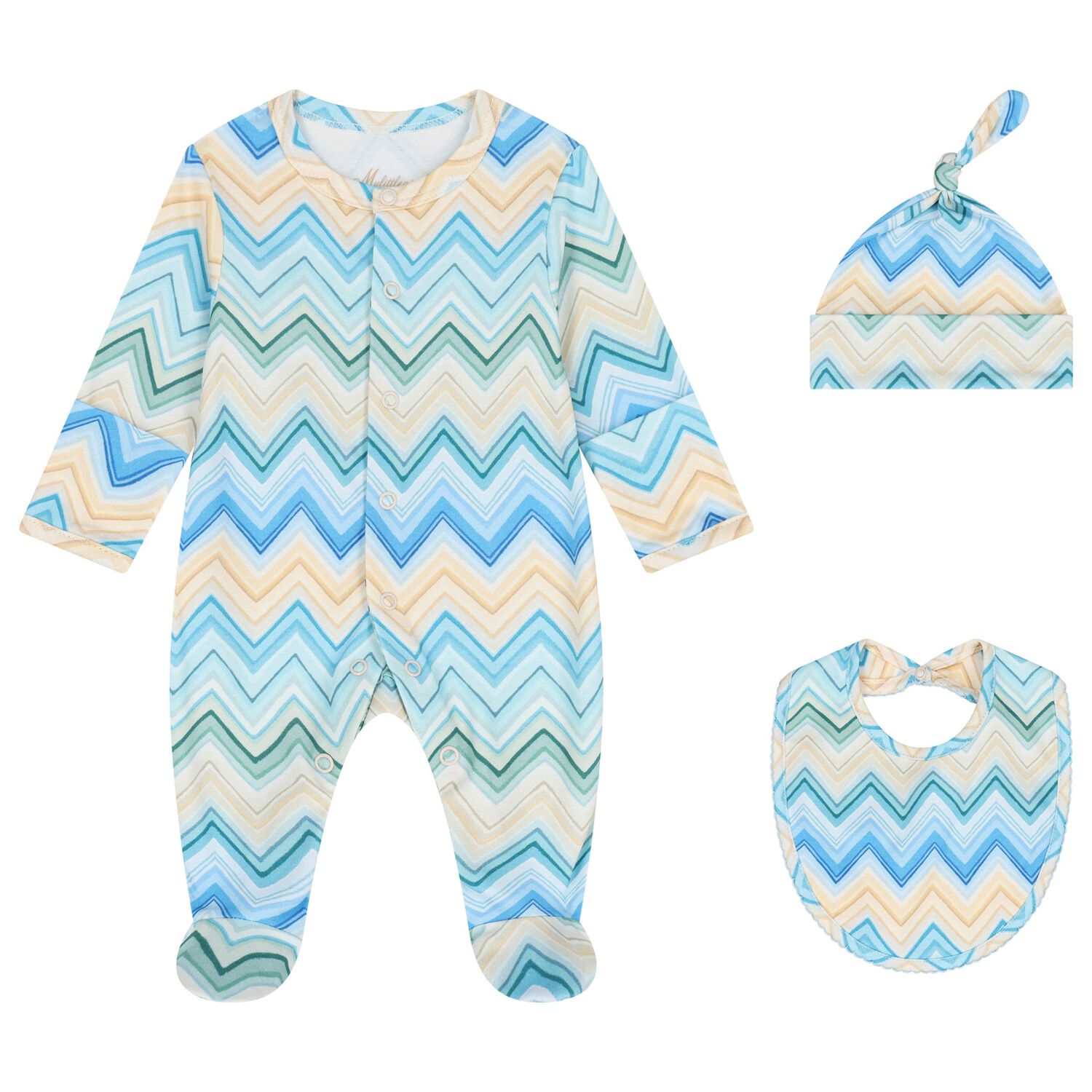 Blue & Yellow Zig Zag Babygrow Set, 1, hi-res image number null