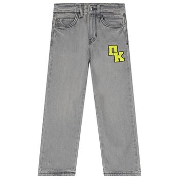 Boys Grey Logo Denim Jeans
