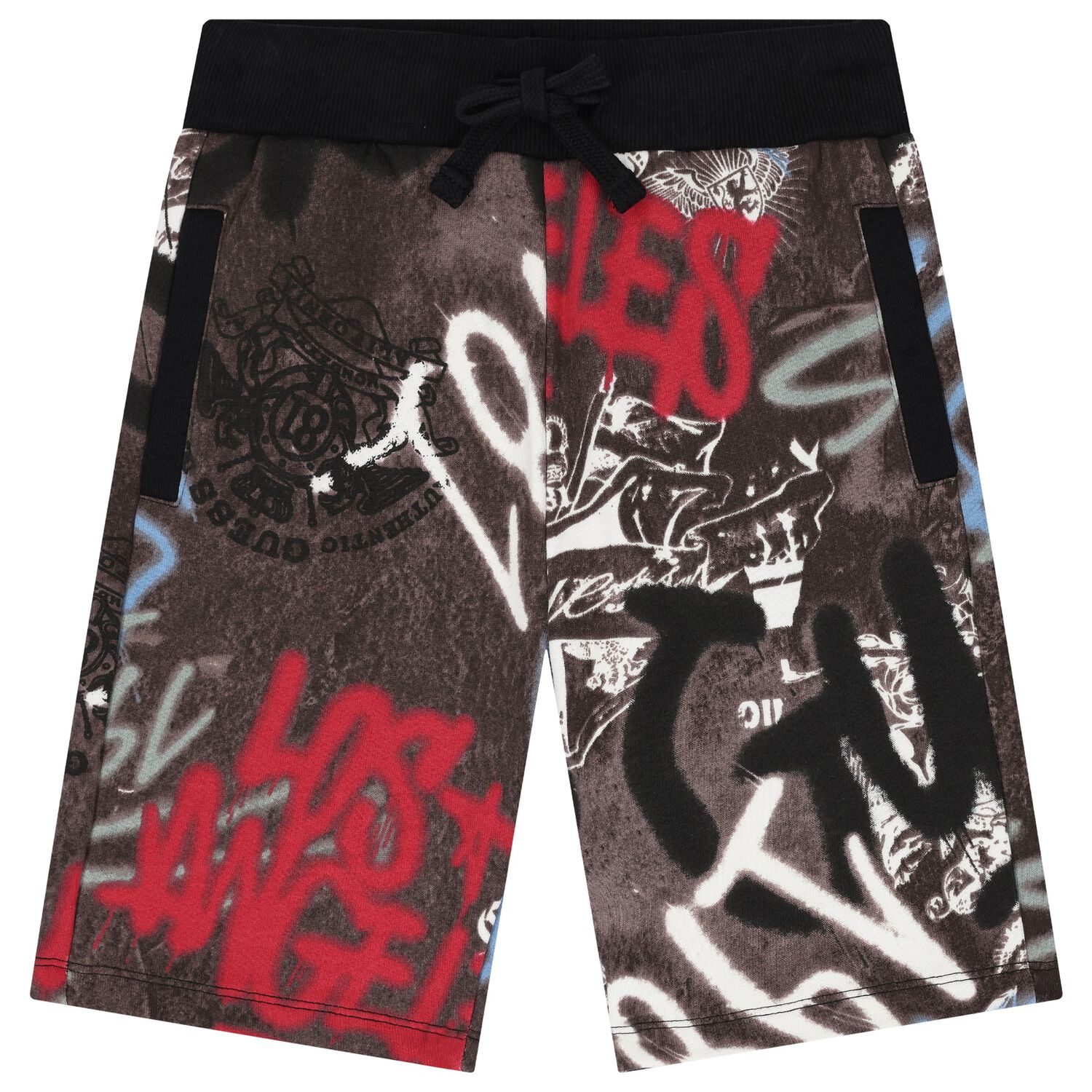 Boys Black Logo Shorts, 1, hi-res image number null