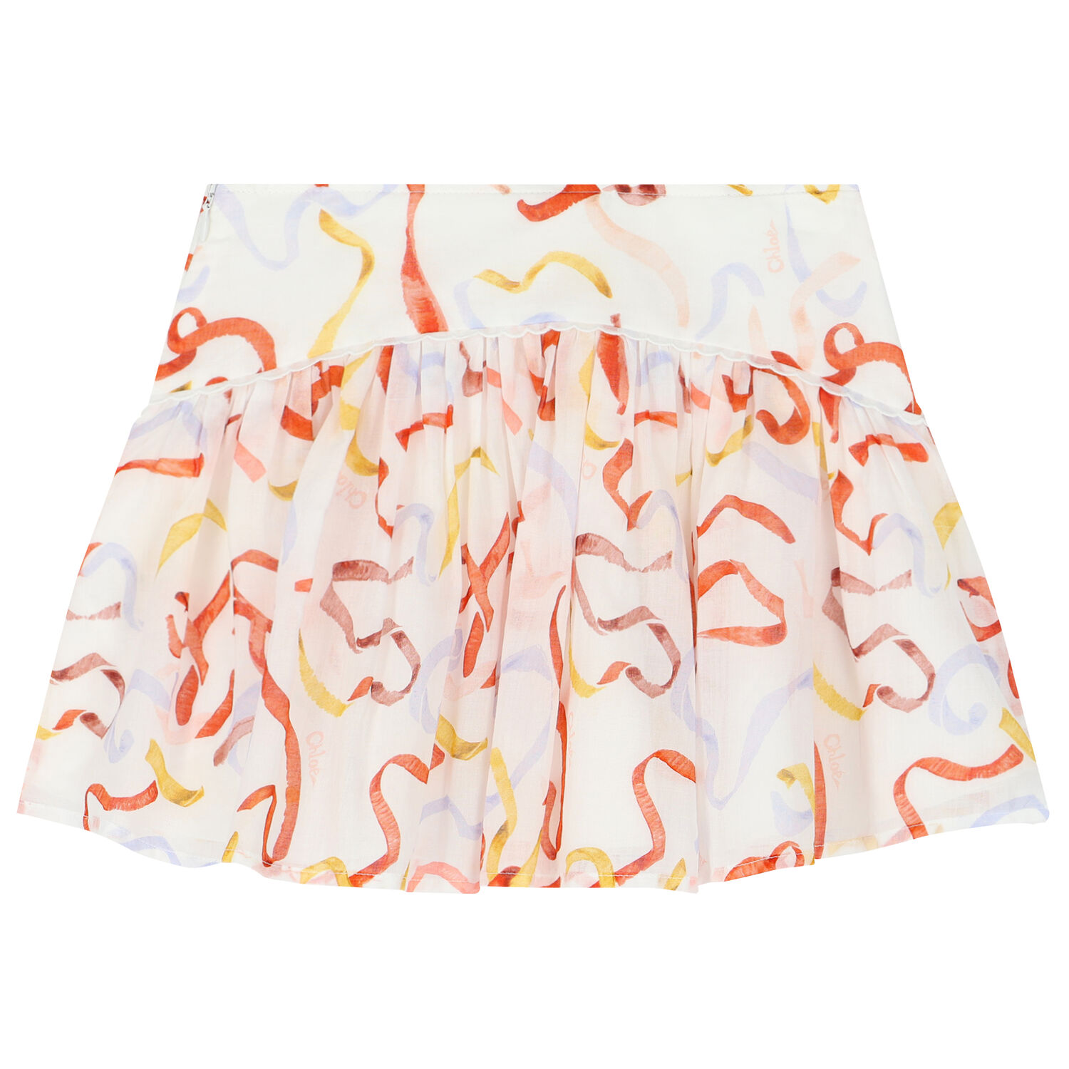 Girls White Ribbon Skirt, 1, hi-res