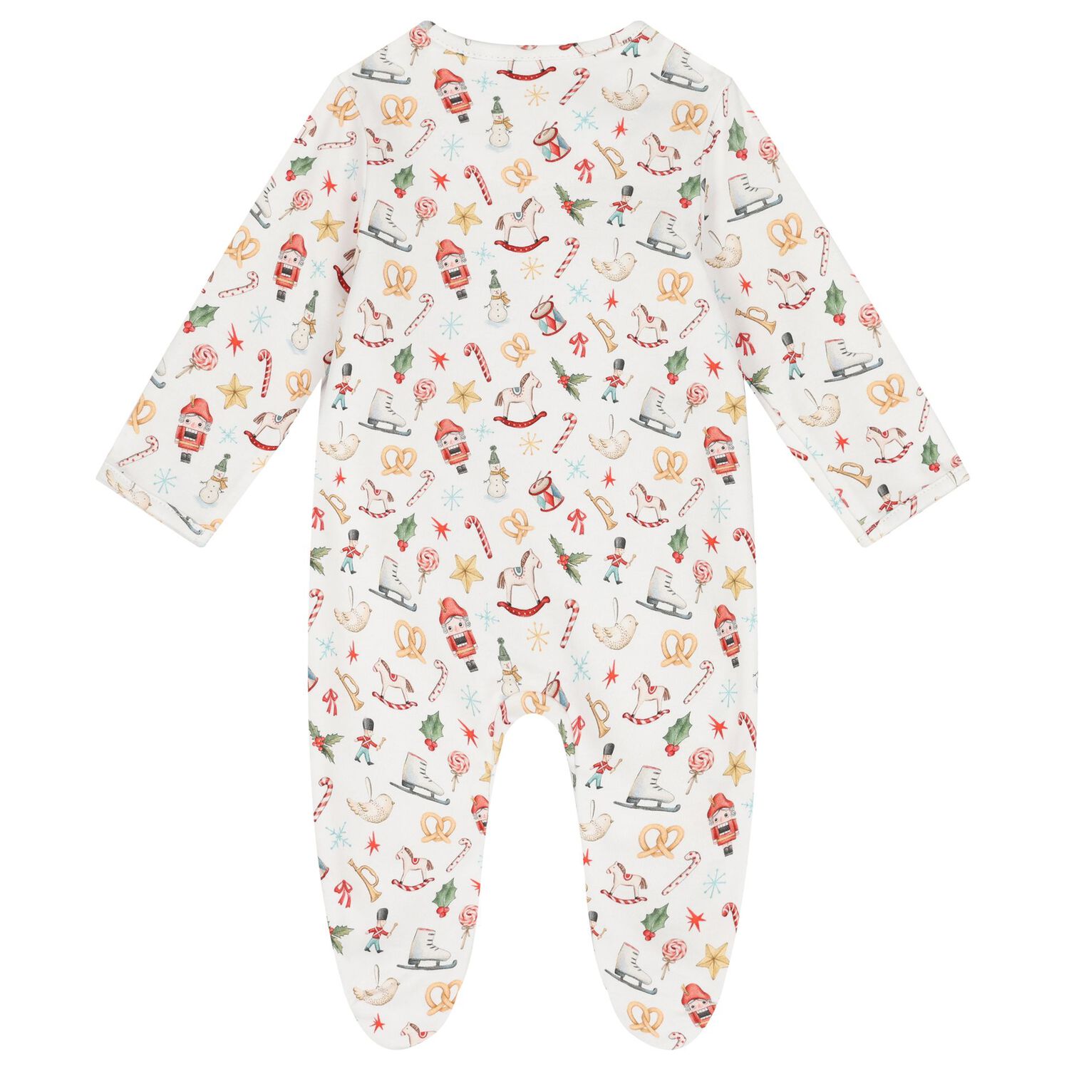 White Festive Babygrow, 1, hi-res