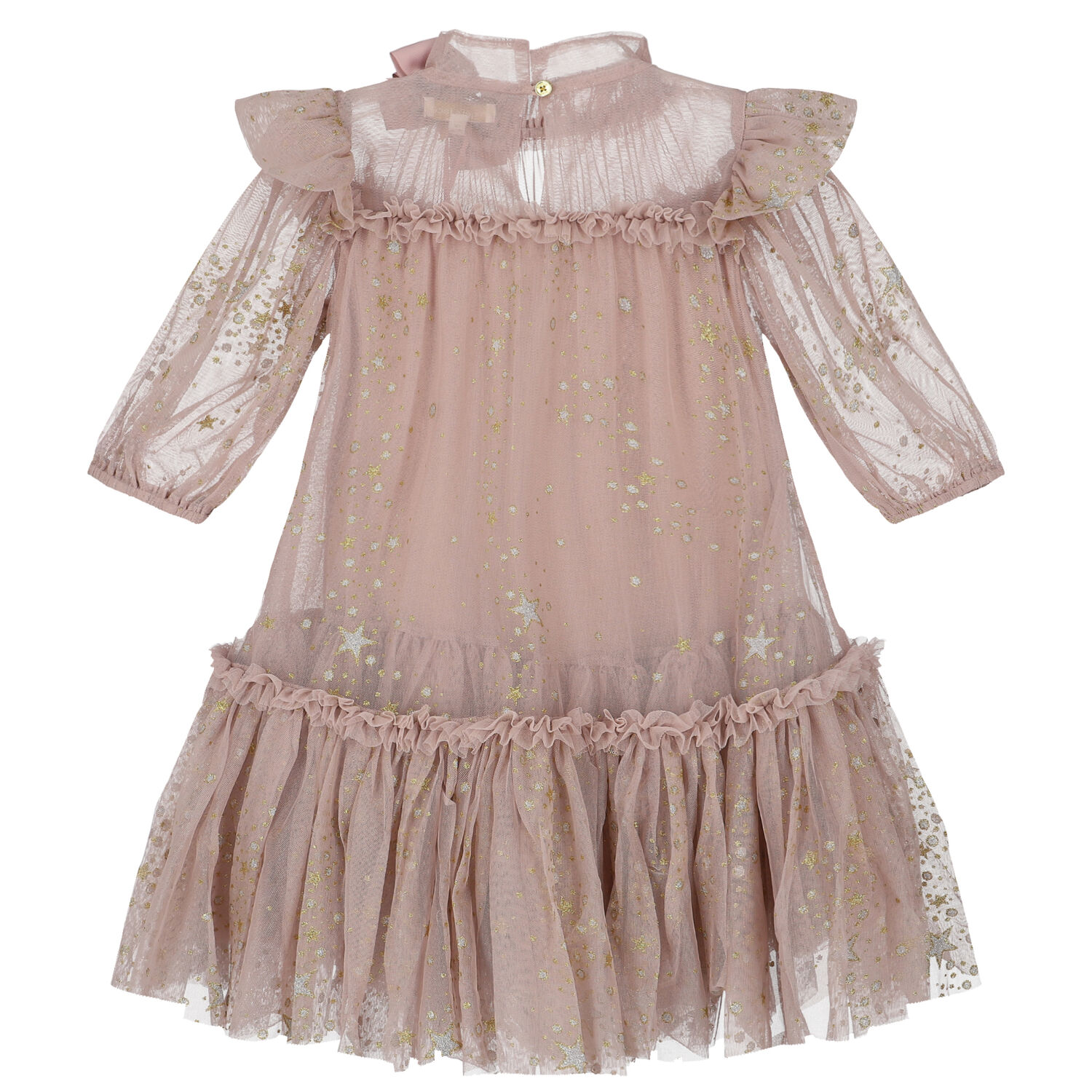 Girls Pink Star Tulle Dress, 1, hi-res