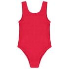 Girls Red Crinkle Swimsuit , 4, hi-res