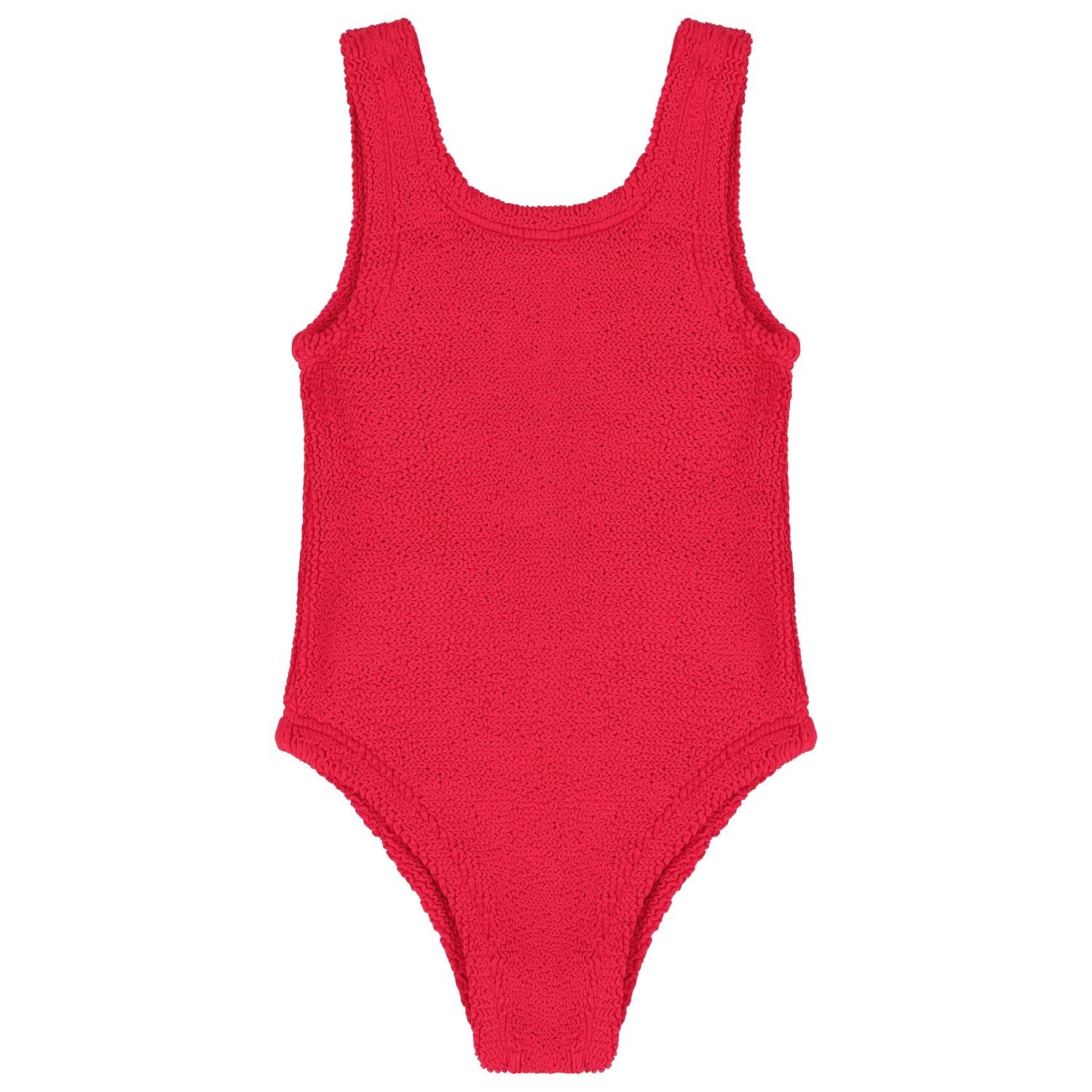 Girls Red Crinkle Swimsuit , 4, hi-res