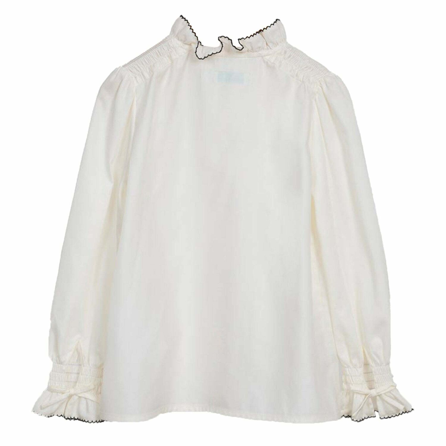 Girls Ivory Satin Poplin Blouse, 1, hi-res