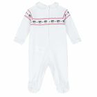 Baby Girls White Logo Babygrow, 1, hi-res