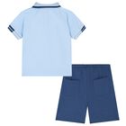 Boys Blue Logo Shorts Set, 1, hi-res