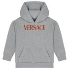 Grey & Burgundy Logo Hooded Top, 1, hi-res