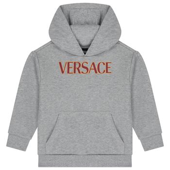 Grey & Burgundy Logo Hooded Top